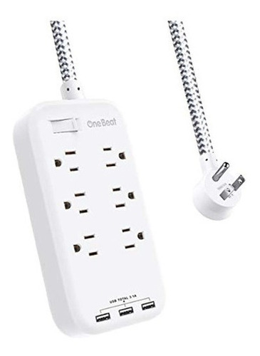 Enchufe Plano Con 3 Puertos De Carga Usb 6 Tomas