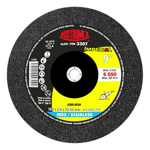 Disco De Corte Austromex 3307 Inox Im 9 X 5/64
