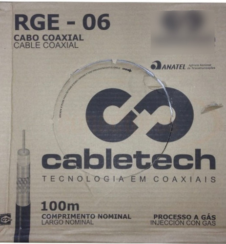 Cable Coaxial Rg 6 Cabletech Importado Blanco X 100 Mts  Hd