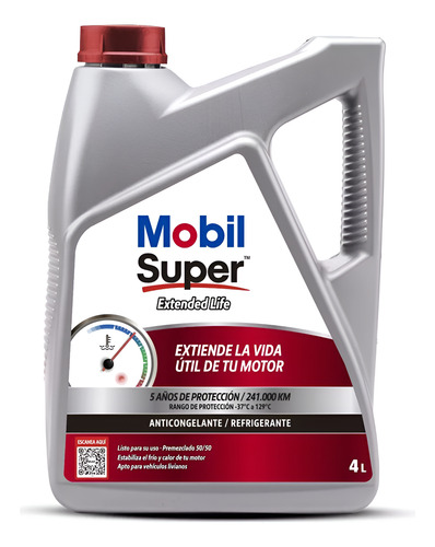 Refrigerante 50/50 Fluorescente Mobil Super Extended Life 4l