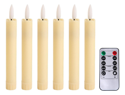 6 Piezas De Velas De Pilar Led Velas Cónicas Sin Llama