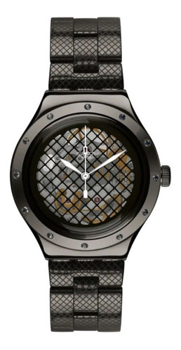 Reloj Swatch Vatel De Acero Para Hombre Mujer Color de la malla Negro Color del bisel Negro Color del fondo Gris oscuro