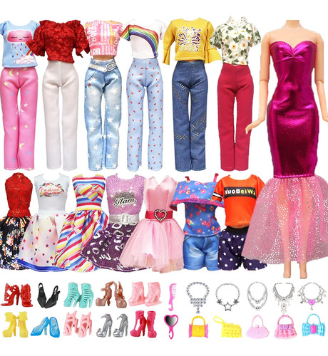 28 Pc Ropa Y Accesorios De Muñecas Hechas A Mano Para Barbie