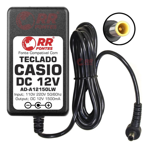 Fonte 12v 1500ma Pra Teclado Piano Casio Ctk-7200 Px-5 X-135