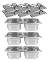 Comprar Kit de 6 cubas gastronômicas retangulares com tampa buffet em aço inox 1\u002F6 100 mm Zepper