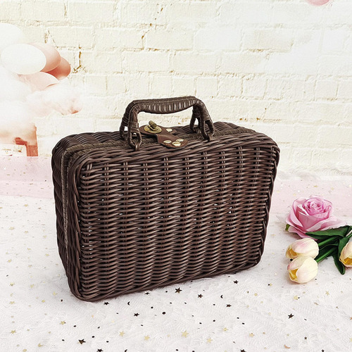 Bolso De Ratán Vintage, Cesta De Picnic, Cesta De L Marrón