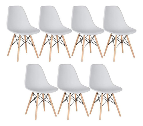 7 Cadeiras Eames Wood Dsw Eiffel Cores Cor da estrutura da cadeira Cinza-claro