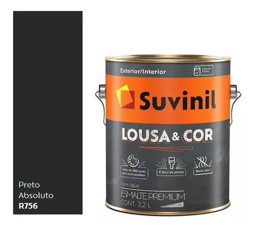 Tinta Lousa & Cor Quadro Negro Suvinil Preto Acetinado 3,2l