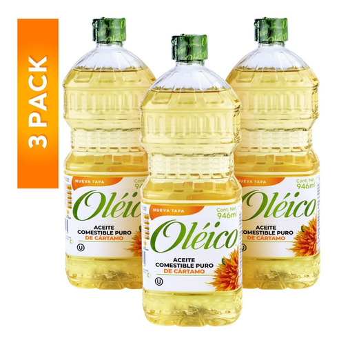 Aceite Oléico Puro De Cártamo 946 Ml (3 Piezas)