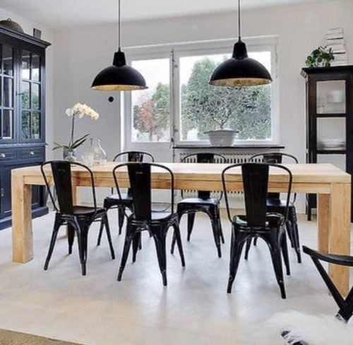 Imagen 9 de 10 de Silla Vintage Tolix, Gl Estructura Color Negro Mate, 6 Unidades, Una Sola Pieza Hierro