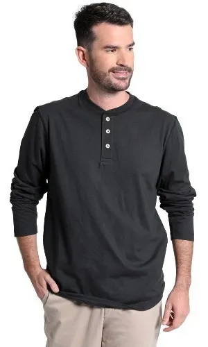 Polera Hombre Manga Larga Negra Mario Haddad