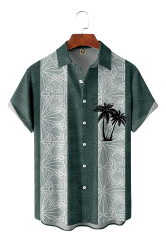 Camisa Hawaiana Unisex Con Diseño De Árbol De Coco Sombreado