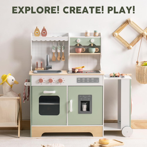 Cocinita Para Niños De Madera C/luz Y Sonido, Robud, Verde