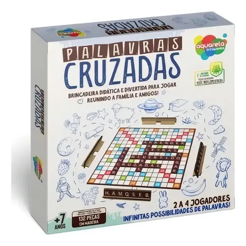 Jogo Tabuleiro Infantil Educativo Palavras Cruzadas Madeira