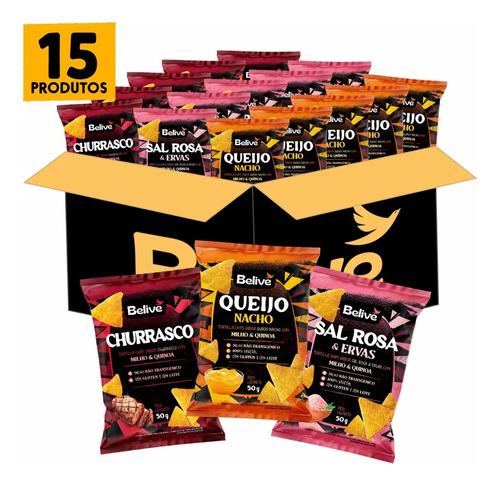 Combo Tortilla Chips Belive (15 Pacotes) - Sabores Variados