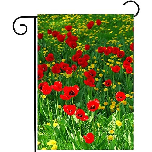 Bandera De Jardín De Campo De Amapola Roja   Paisaje D...