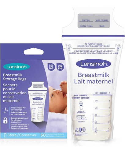 Bolsas De Almacenamiento De Leche Materna 180ml X50 Lansinoh