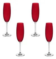 Comprar Jogo 4 Taças Cristal Vermelho Carmim Champagne 220ml Bohemia