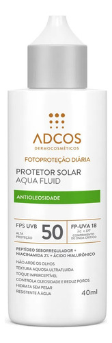 Protetor Solar Facial Adcos Aqua Fluid Fps50 Incolor 40ml