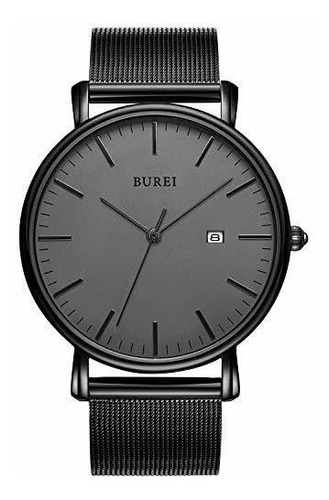 Reloj De Pulsera Minimalista Analógico Gris Oscuro Con Banda