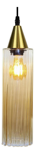 Lustre Pendente Taschibra Anne Canelado Conhaque Bivolt Ouro