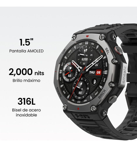 Smartwatch Reloj Inteligente Amazfit T-rex 3 Gps Oximetro Sumergible Mide Presión Frecuencia Cardíaca Medidor De Sueño Deportes