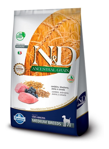 Ração N&D Ancestral Cães Adultos Médio Cordeiro - 10,1kg