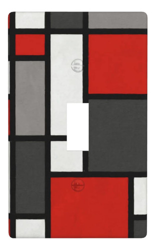 Figura Geometrica Moderna Roja Blanca Grise Placa Pared Una