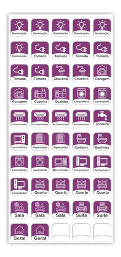 Adesivo Quadro Disjuntor Quadro De Força Sinalizar Roxo