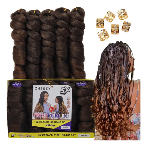 Cabelo French Curl 400g Fibra Premium Gypsy Braids Fulani T1b/30