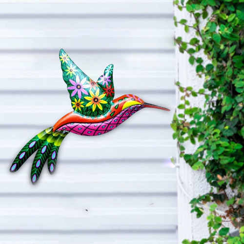 2pcs Metal Colibrí Arte De La Pared Ornamento Escultura