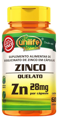 Zinc Quelato  Concentrado 60 Capsulas