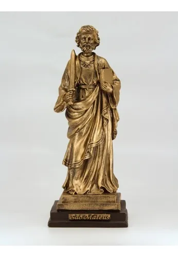 Estatua de San Mateo, Apóstol, resina, 23 cm, oro