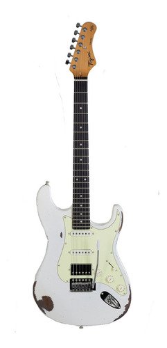 Guitarra Tagima Strato Tga-580 Hss Relic Ow Olympic White 6c Material do diapasão Roasted Maple Orientação da mão Destro