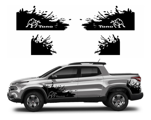 Kit Adesivos Fiat Toro Faixas Laterais Paralama Tuning 