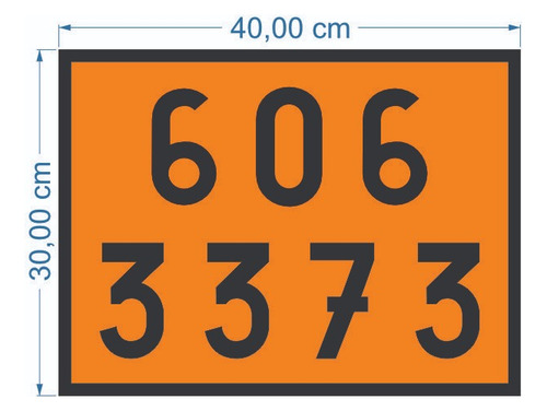 Kit 4 Placas Numerologia Laranja Onu 606 3373 Carga Perigosa