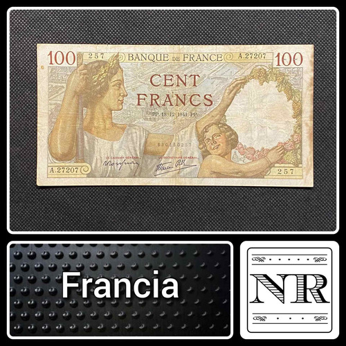 Francia - 100 Francs - Año 1942 - P #94 - Alegoría