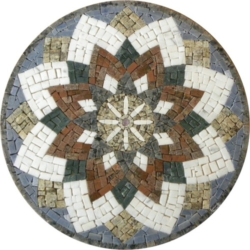 Piso Mosaico Mandala Árabe R0298 - 80 Cm