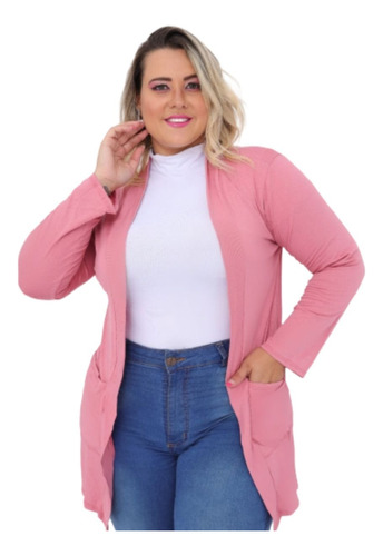 Blazer Feminino Plus Size Terninho Estilo Casual Sobretudo