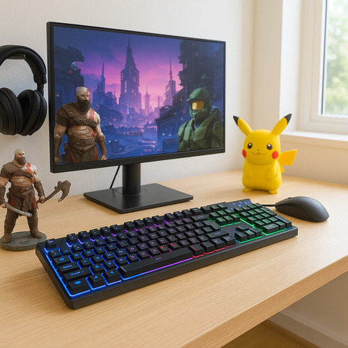 Teclado Estilo Gamer Cuerpo Metalico Retroiluminado Rgb Jx-k080 Teclas Mecanico Optico Usb Antighosting Interruptores Negros Switch Backlight Led Multicolor Ideal Gaming Pc Y Notebook Oficina Hogar