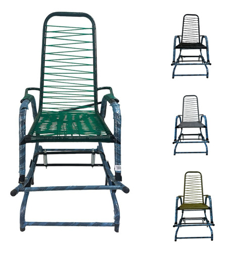 Cadeira De Balanco / Area Fios Coloridos Cor Verde