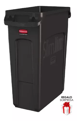 Contenedor de reciclaje Rubbermaid Slim Jim de 16 galones, color gris