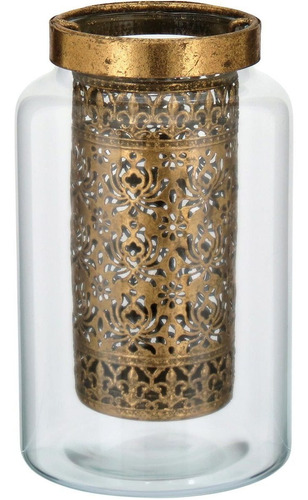 Liban Lanterna 15x12x12cm Vidro Dourado Cor Transparente