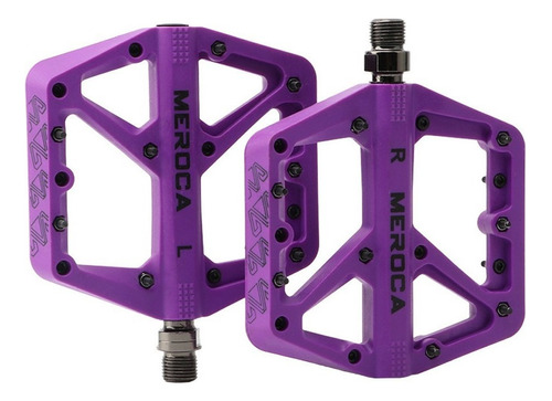 Pedales Bicicleta Morado Meroca Ultraligero Plano Mtb Pedal