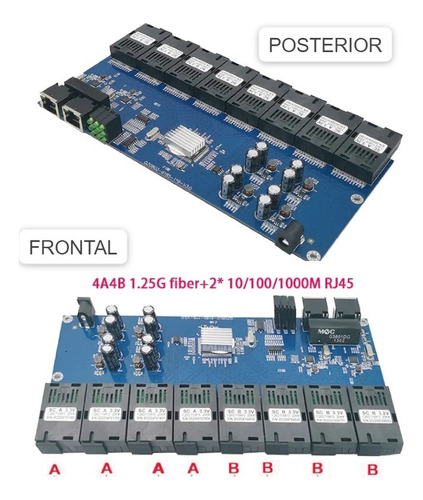 Tarjeta Switch 8 Puertos Fibra 2 Pts Ethernet Rj45 Base 1000