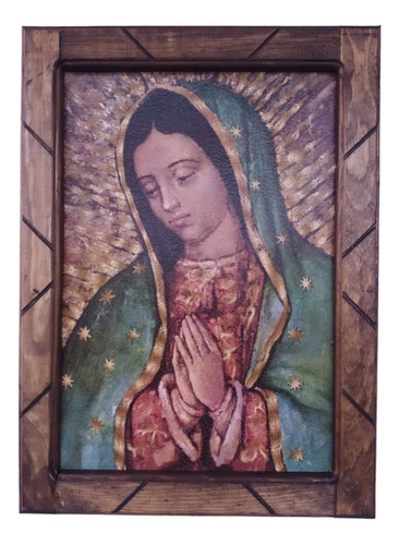 Cuadro De Virgen De Guadalupe Y Marco De Madera 33x45cm  #7