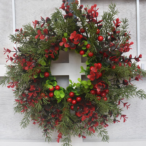 Corona De Navidad Con Frutos Rojos Artificiales