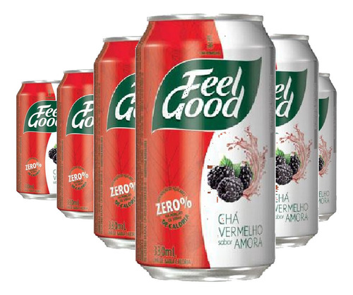 6x Chá Vermelho Sabor Amora Feel Good 330ml 