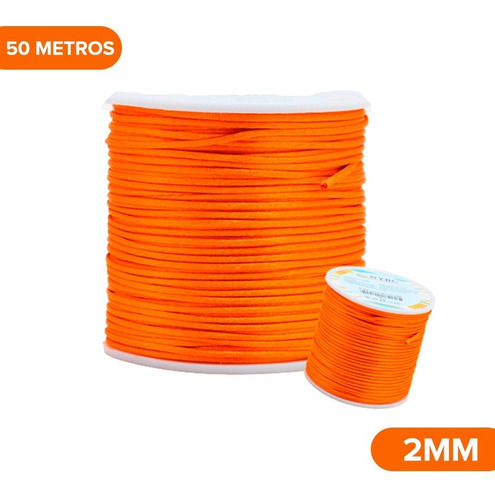 Fio De Seda - Cordão Cetim De 2mm - 50m Cor Laranja - 523