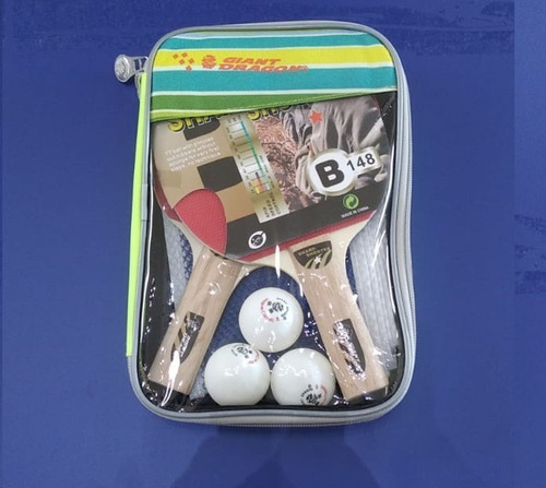 Set Paletas Ping Pong + 3 Pelotas + Red Y Funda Giant Dragon